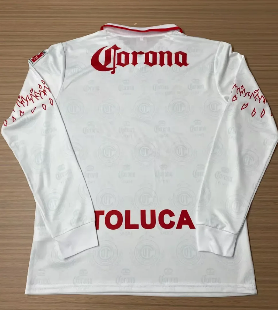 Toluca 1996/97 Segunda Equipación Camiseta Manga Larga White — 2