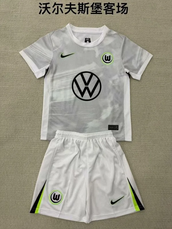 Wolfsburg 2025/26 Auswärts Set Kinder Grey — 2