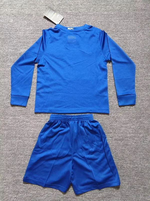 Manchester United 2008/09 Away Kids Kit Long Sleeve Blue — 2