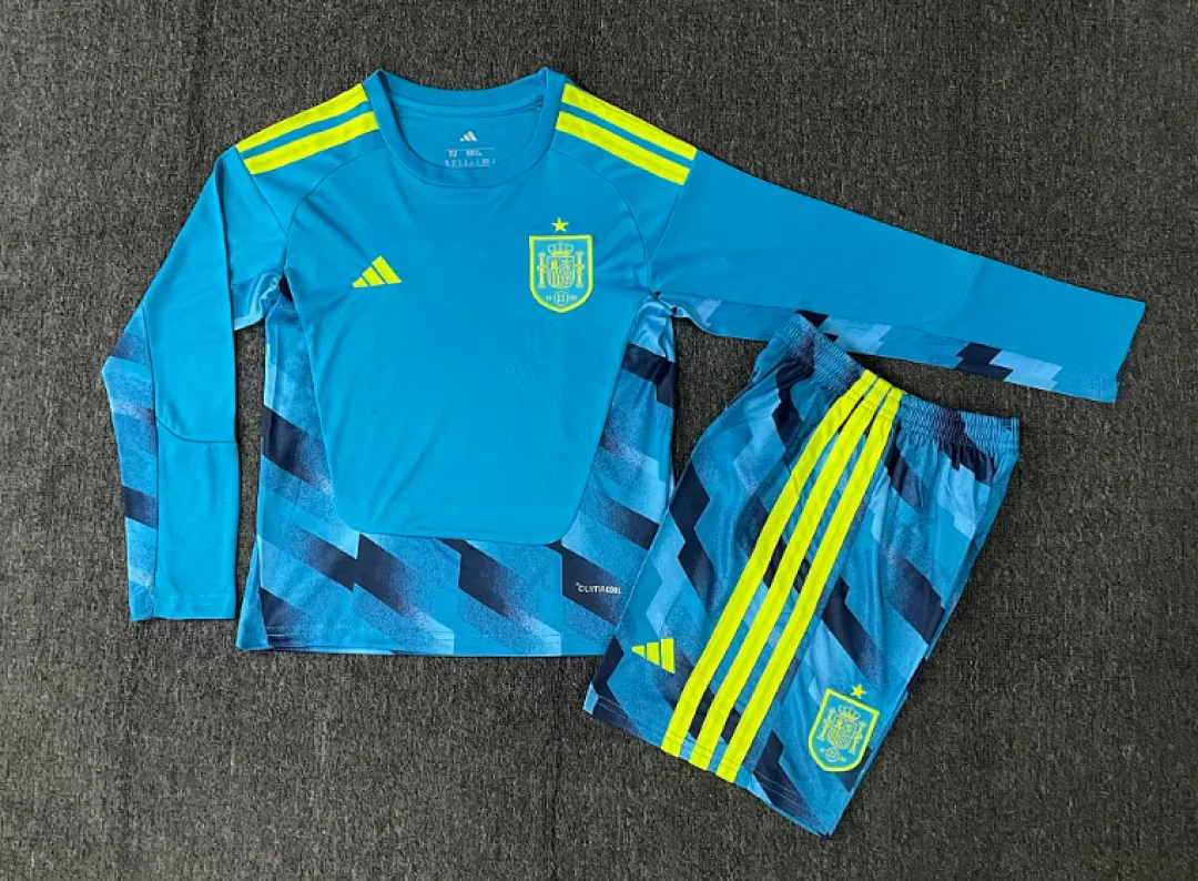 Spain 2026 Goalkeeper Kids Kit Long Sleeve Blue