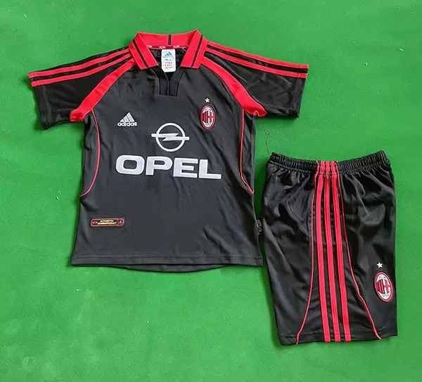 AC Milan 2000/01 Away Kids Kit Black — 1