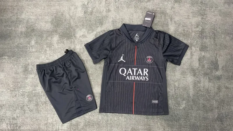 Paris Saint-Germain 2025/26 Fourth Kids Kit Black — 2