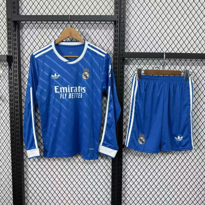Real Madrid 2025/26 Ausweich Set Kinder Langarm — 2