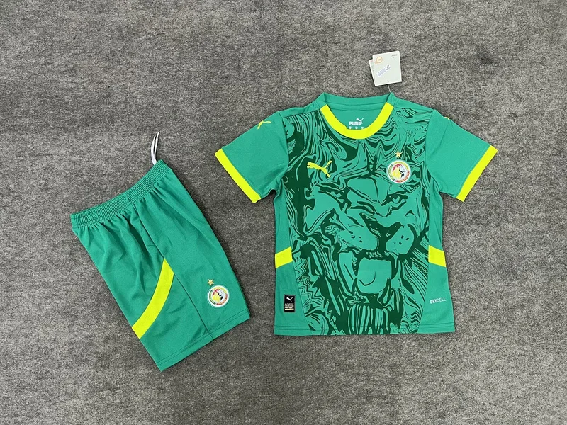 Senegal 2025 Away Kids Kit Green — 2